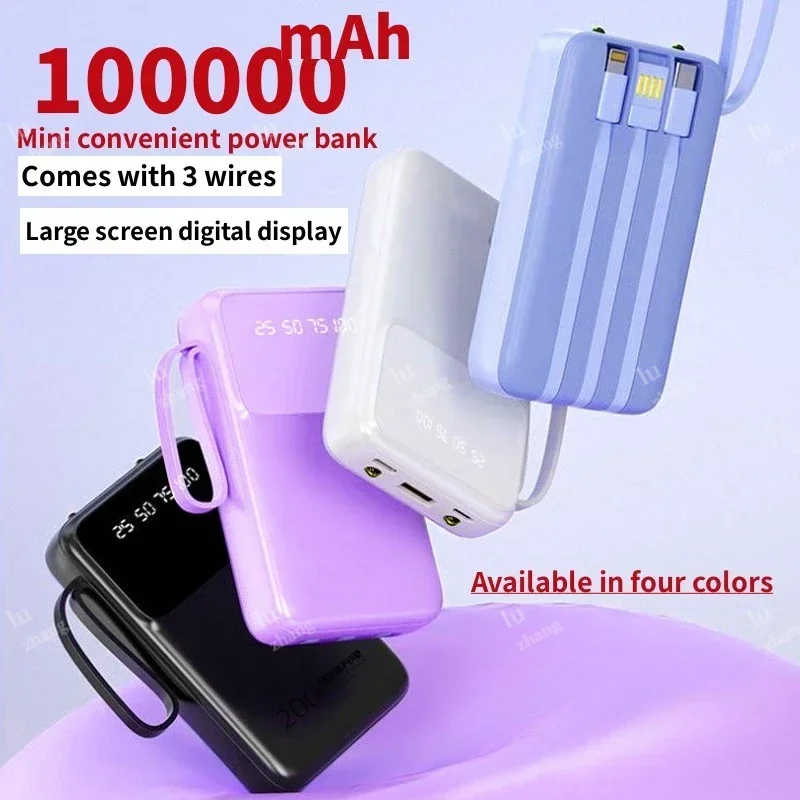 

Mini Comes with A 3-wire Large Capacity Power Bank, A 100000mAh Mobile Fast Charging Power Supply, Suitable for USB Fans