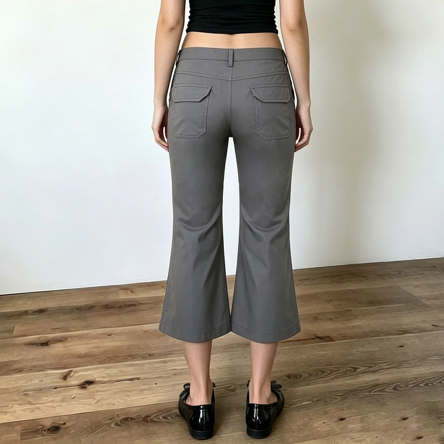 SUCHCUTE Vintage Einfarbige Wadenlange Hosen für Damen Y2k Streetwear Slim Bell Bottom Büro Alltags-Freizeithosen 7/8 Länge Hosen – Detail 16