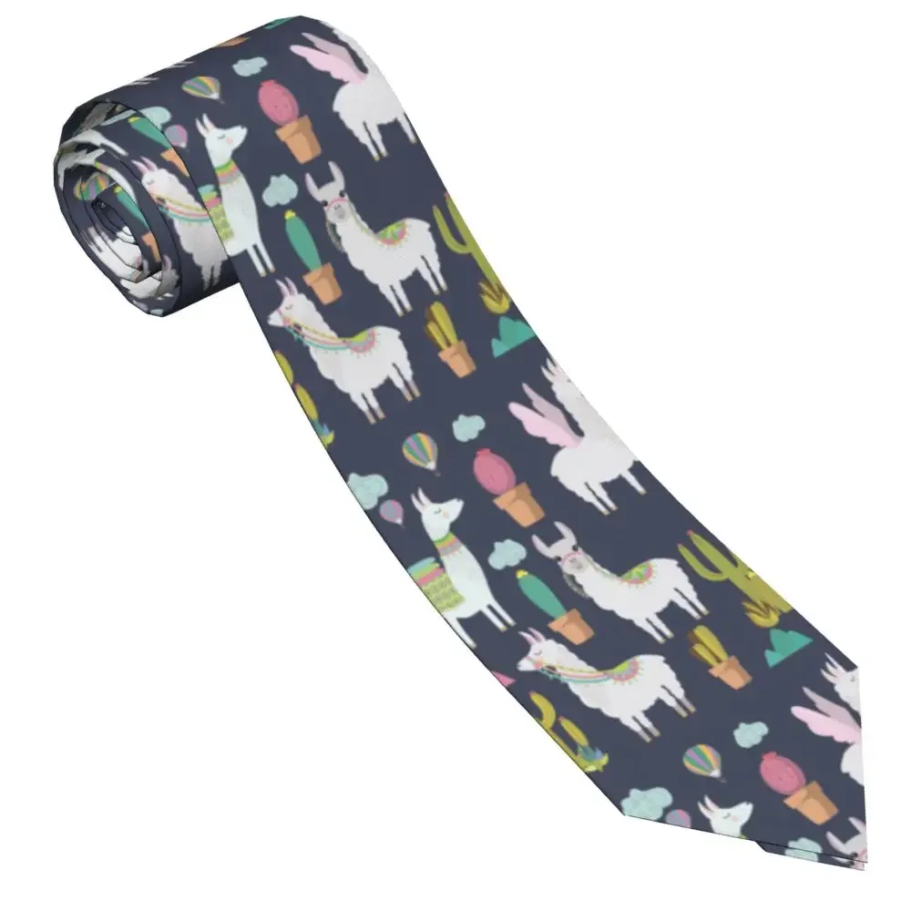 Alpaca Neckties Unisex Polyester 8 cm Cute Cartoon Animal Neck Tie for Men Silk Narrow Daily Wear Office