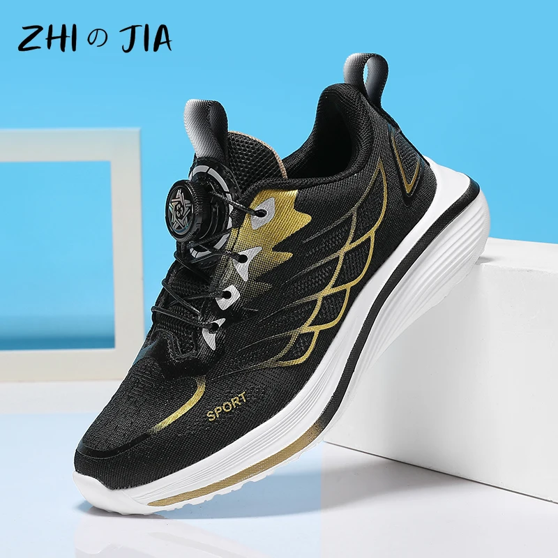 Mesh Breathable Rotating Buckle Children\'s Sneaker Youth Outdoor Running Shoes Boys Fashion Casual Matching Footwear 31-40