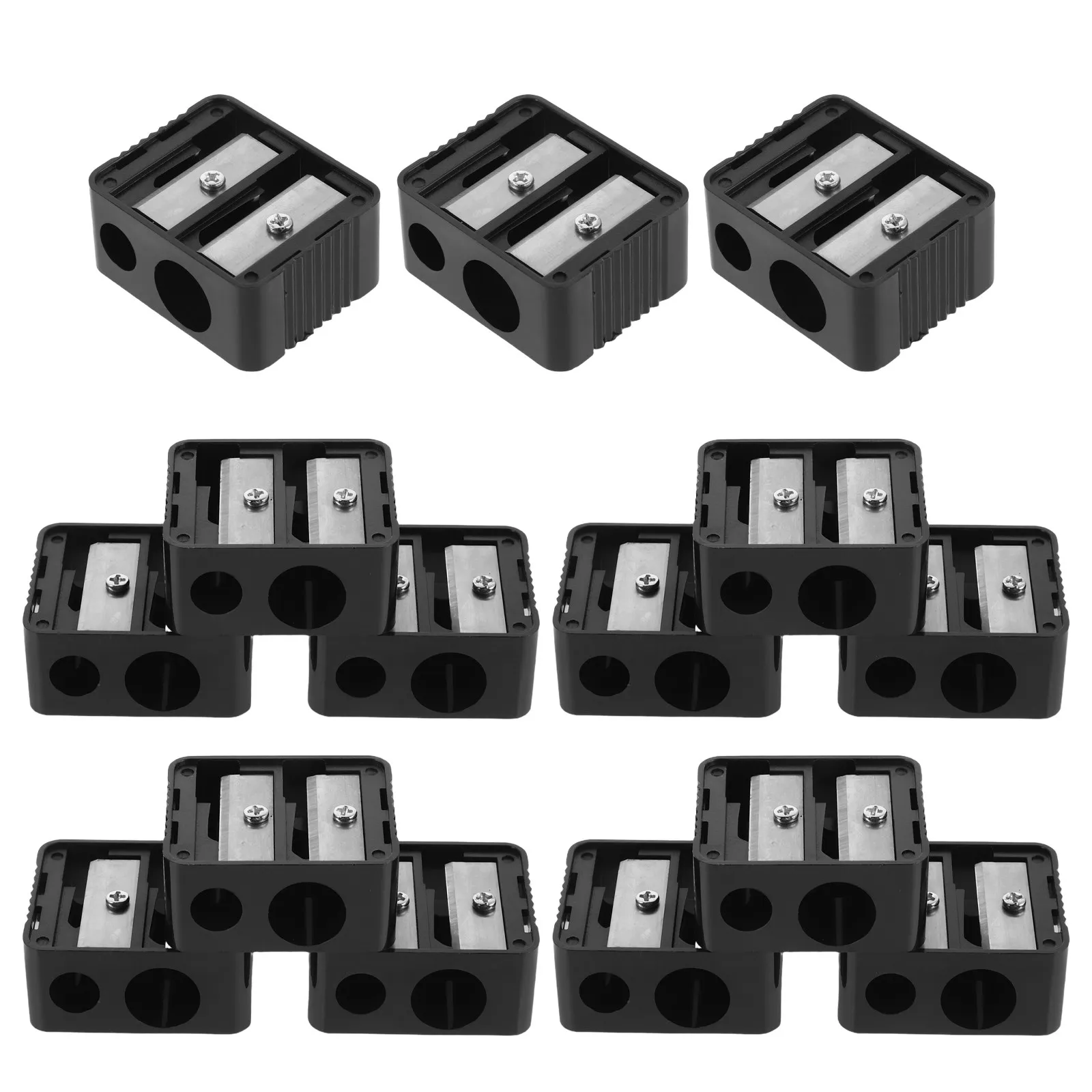 Set di 15 Affilapenne a Doppio Foro Portatili, Strumento di Precisione per Trucco, per Sopracciglia, Eyeliner e Matita per Labbra, Affilatura Professionale