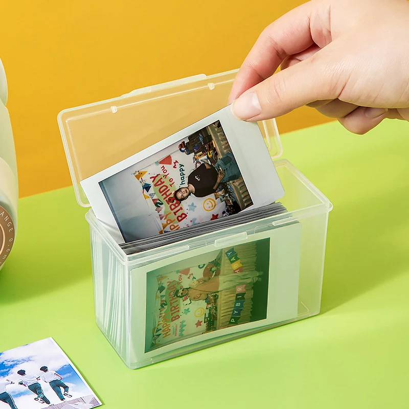 Caja de almacenamiento de plástico transparente, organizador de colección de tarjetas pequeñas, organizador de escritorio, caja de papelería, 1 unidad