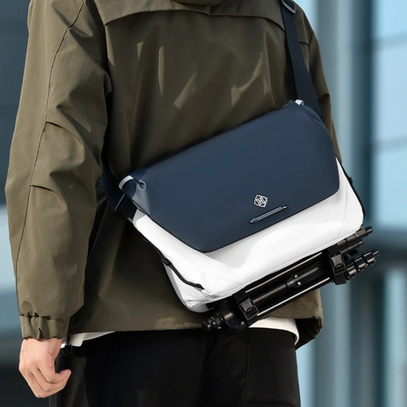 

Commuting Sling Bag for Men Oxford Crossbody Bag with Magnetic Buckle, Water Bottle Pocket Tactical Riding Bag for Motorcycle