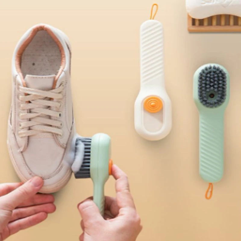 

Multifunctional Household Cleaning Tool Soft Hair Shoe Brush Press Type Rehydration Long Handle Brush Dishwashing Brush