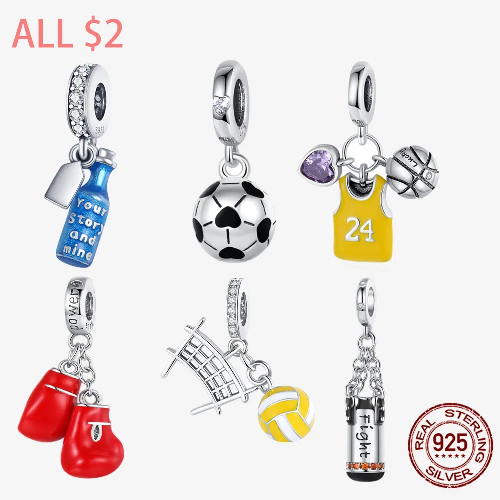 

925 Sterling Silver Charms Basketball clothes Beads Fit Original Pandora Bracelet Gift DIY