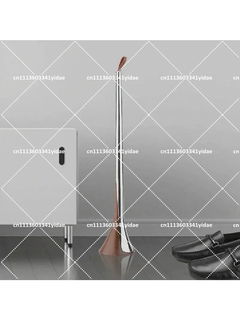 Walnut Wood Stainless Steel Extra Long Shoe Horn Metal Shoe Lifter Shoe Wearer High-end Feel Star-rated Hotel