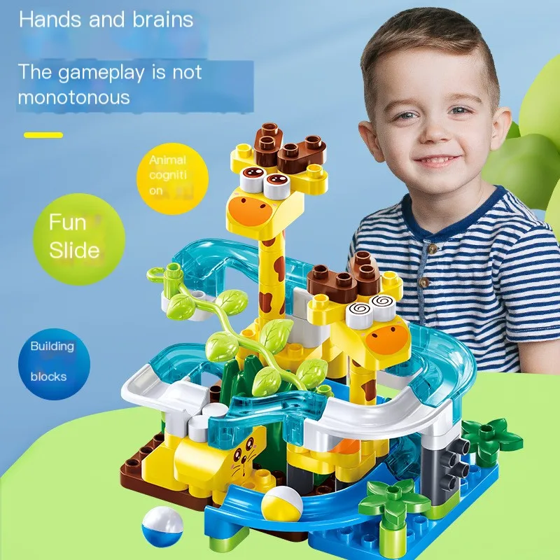 Grandes blocos de construção girafa sapo animal mármore corrida tijolos conjunto compatível montagem brinquedos educativos menino menina presente