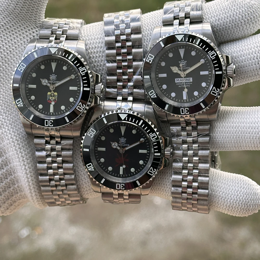 STEELDIVE SD1954 قرص أسود 41 مللي متر من الفولاذ المقاوم للصدأ NH35 حركة أوتوماتيكية ما شبح رجالي 300 متر ساعة غوص Reloj زجاج الياقوت