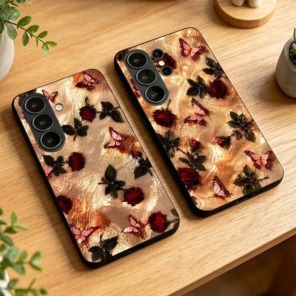 Brown Bottom Leaf Protection Silicone Case For Samsung Galaxy S21 S22 S23 S24ULTRA S25ULTRA FE Ultra Plus5G A52S S26 Cover