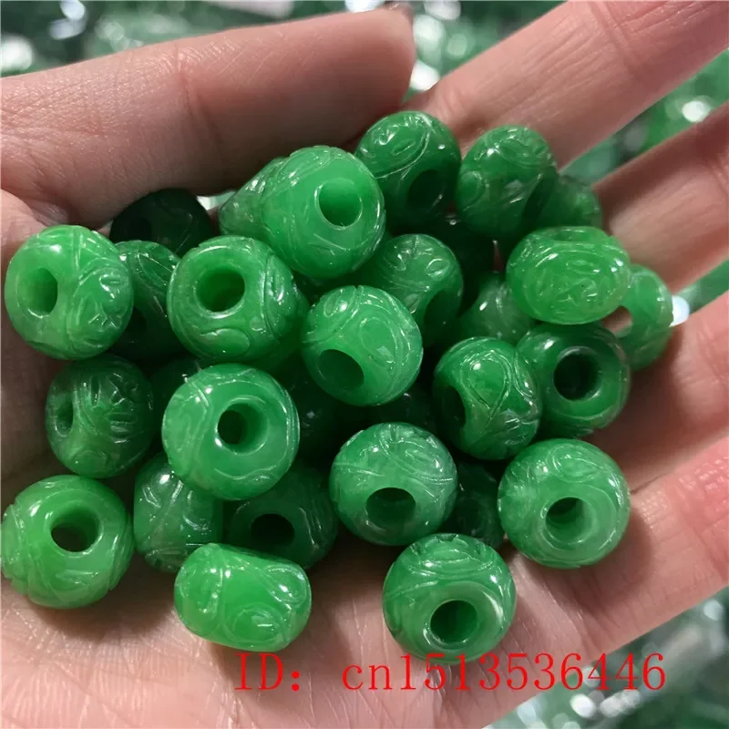 

5pc Natural A Green Jade Carved Beads DIY Bracelet Bangle Charm Jadeite Jewellery Fashion Accessories Amulet Gifts for Women Men