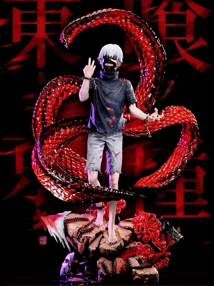 35cm Tokyo Ghoul GK Ken Kaneki Wit Haar 4 Kagune Actiefiguur Dubbele Kop Beeldje Bureaublad Ornament Speelgoedmodel Periferie Cadeaus - afbeelding 2