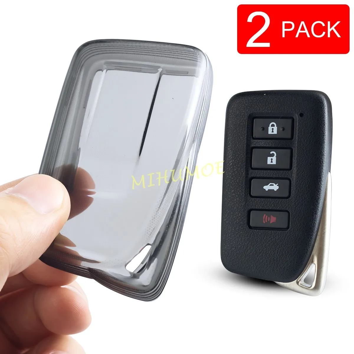 2x Transparent Car Key Fob Cover Case for Lexus ES300h ES350 NX300 RX350 RX450h GS300 GS350 GS450h IS300 IS350 IS500 LX570 RC300