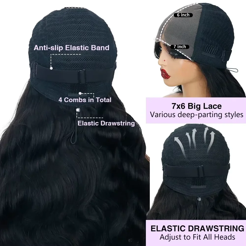 Natural Color 7x6 Glueless Lace Front Human Hair Wigs For Black Women Burmese Curly Hair Wig Full 7x6 Lace Frontal Wig Human Hair Vietnamese 220 Density Spiral Burmese Curly Lace Front Wig view 2
