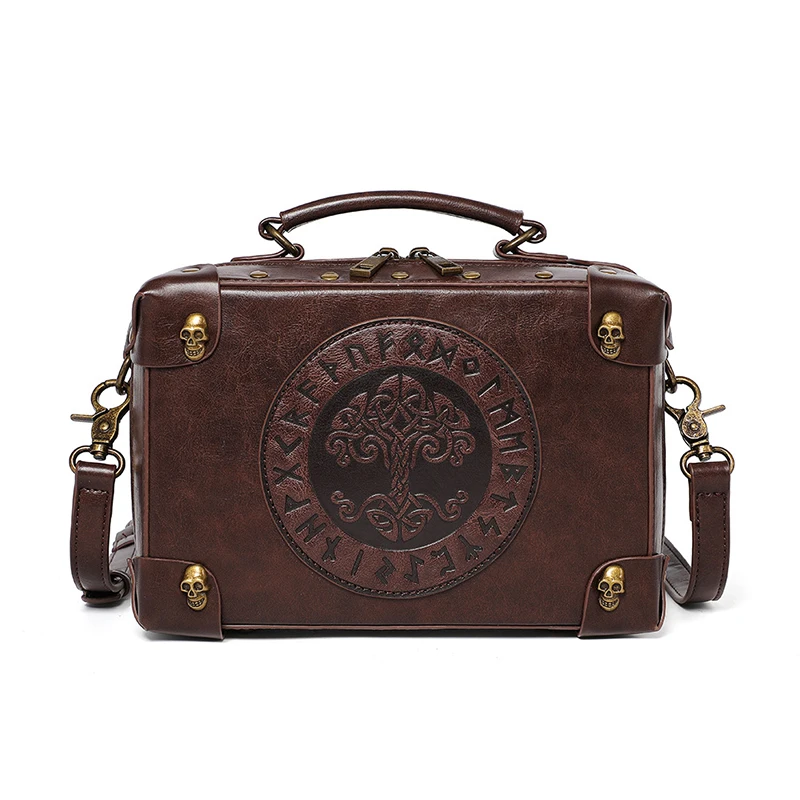 Sac à bandoulière en cuir vintage pour hommes et femmes, sacoche Steampunk Bombs Case, sac à main fourre-tout lancé, messager carré, sac latéral