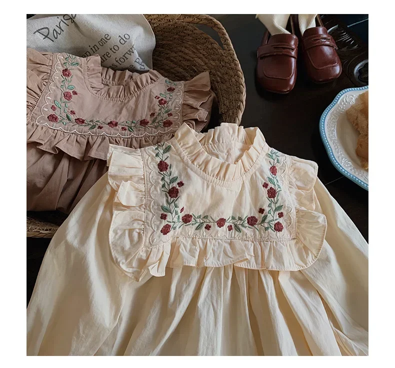 

Girls Casual Dresses Floral Embroidery Lace Flower Girl Dresses for Weddings Princess Dress for Girls 2 To 7 Years Kids Clothes