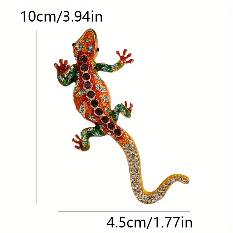 خمر الحد الأدنى بالتنقيط الملونة حجر الراين شخصية السحلية بروش #4