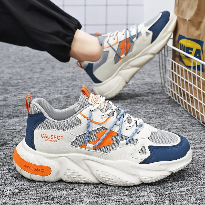 Sneakers da uomo scarpe antinfortunistiche leggere per uomo 2024 nuove scarpe Casual scarpe da papà che aumentano l'altezza suola spessa zapatos alla moda maschile