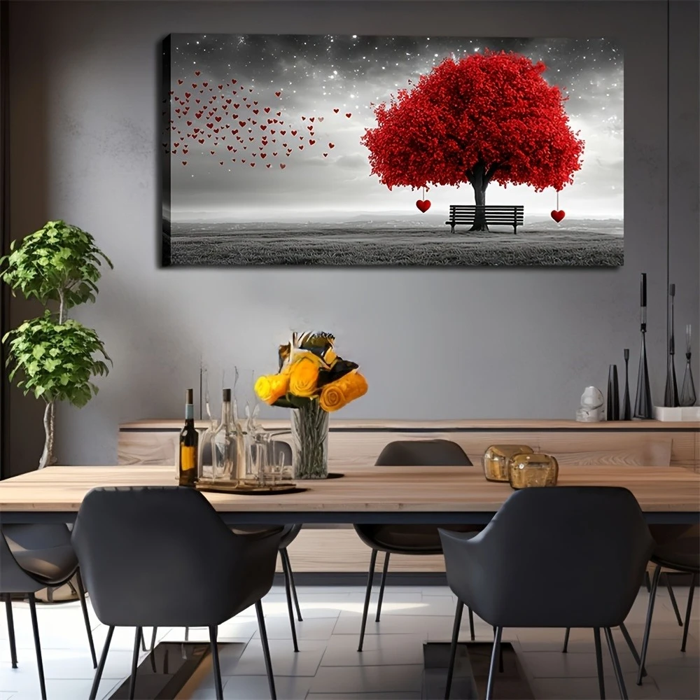 1pc frameless Stunning Red Tree Landscape Style Art Poster Perfect for , Bedroom, Office Decoration Minimalist/classic Style