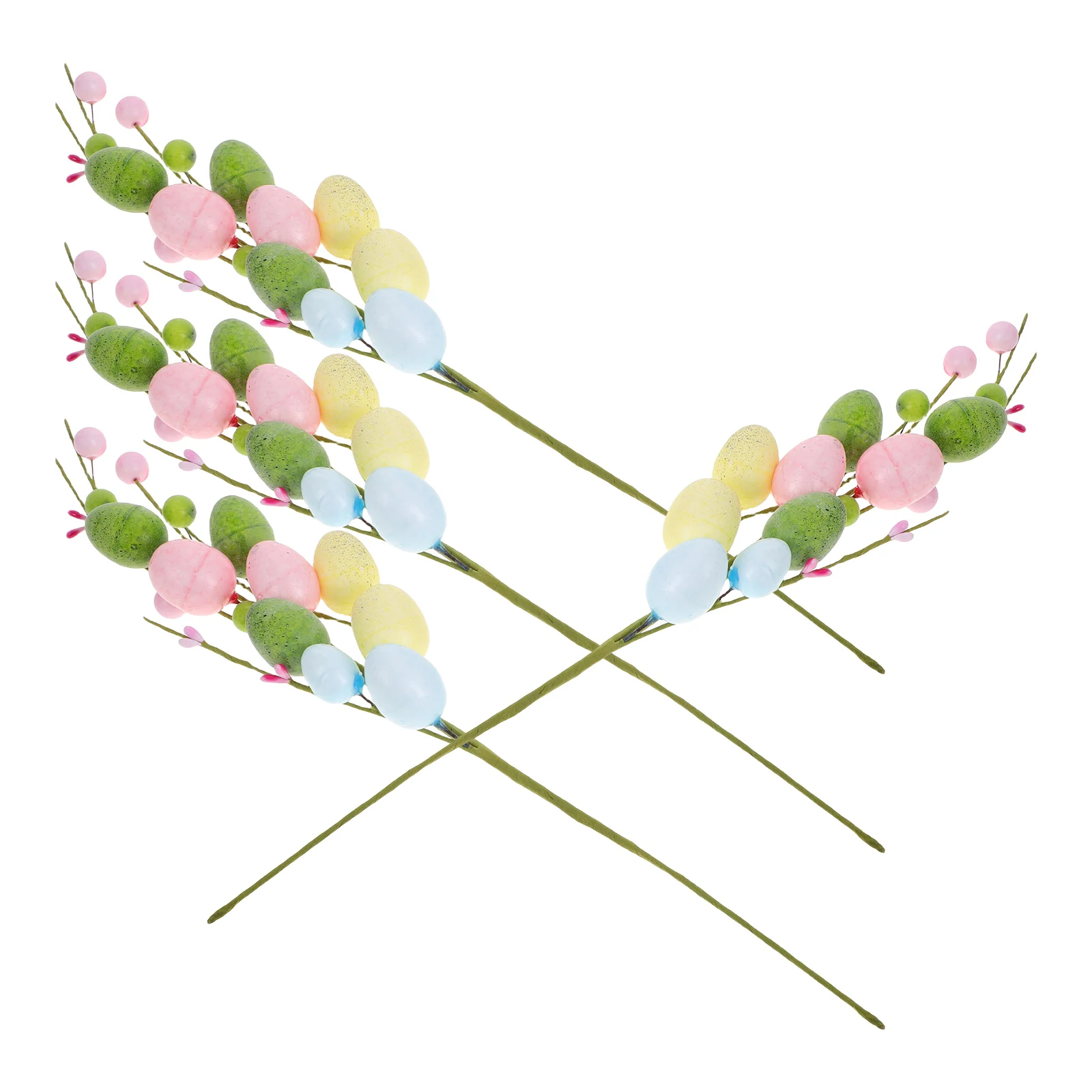 

4pcs Easter Egg Stems Artificial Berry Branches Greenery Decorations for Home Festive Craft Supplies Easter Theme