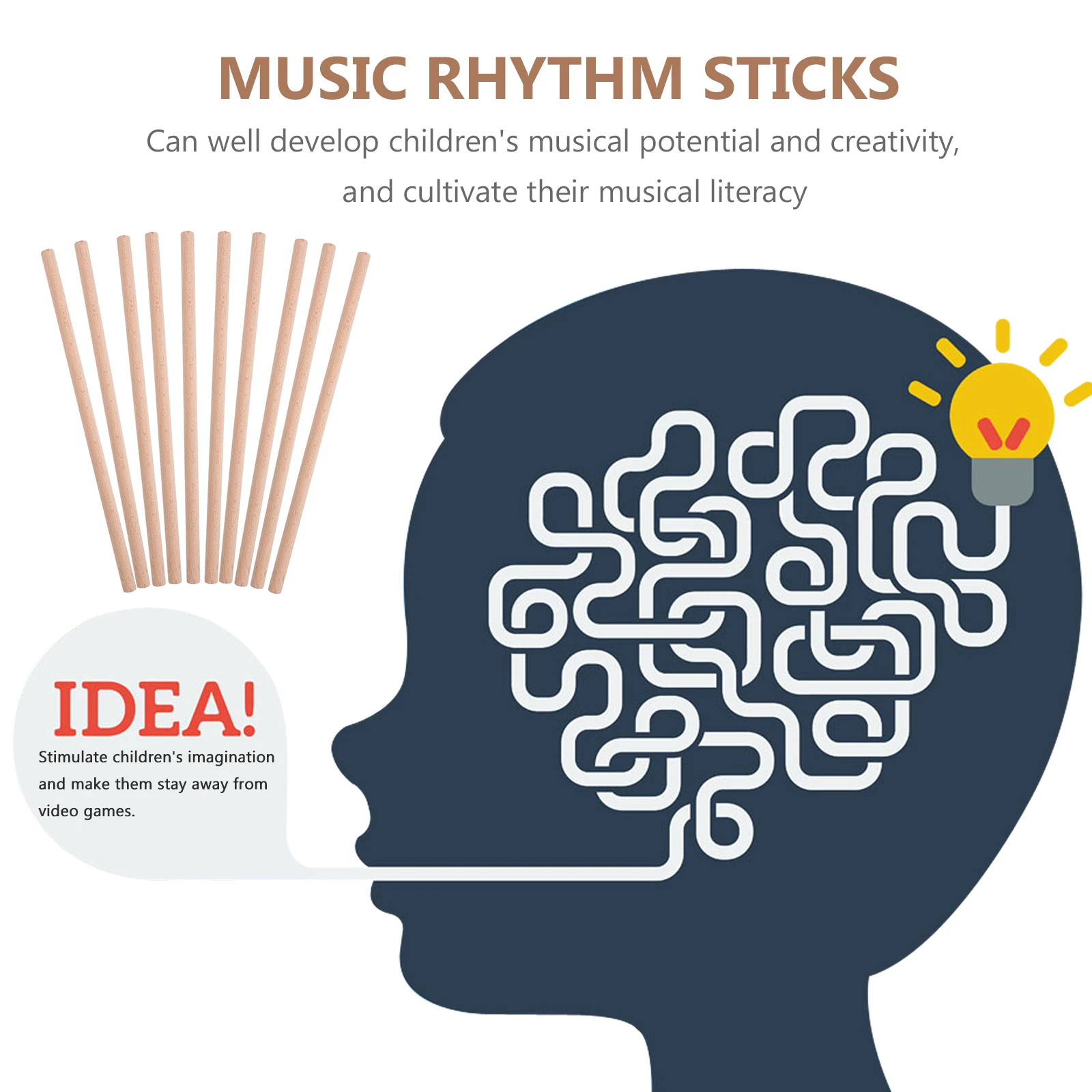 

10 Pcs Music Rhythm Stick Musical Instrument for Sticks Instruments DIY Rods Drum