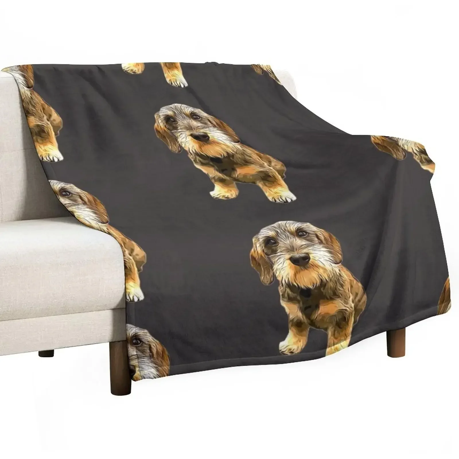 

Dachshund Wire Haired Beauty! Throw Blanket Flannel Fabric Decorative Beds Thermal Blankets