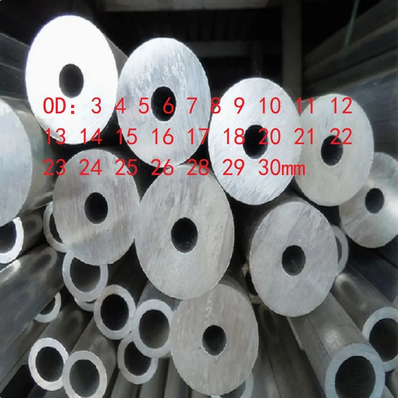 Aluminium Tube OD 3 4 5 6 7 8 9 10 11 12 13 14 15 16 17 18 20 21 22 23 24 25 26 28 29 30mm  Round 6061 Aluminum Alloy Metal Pipe