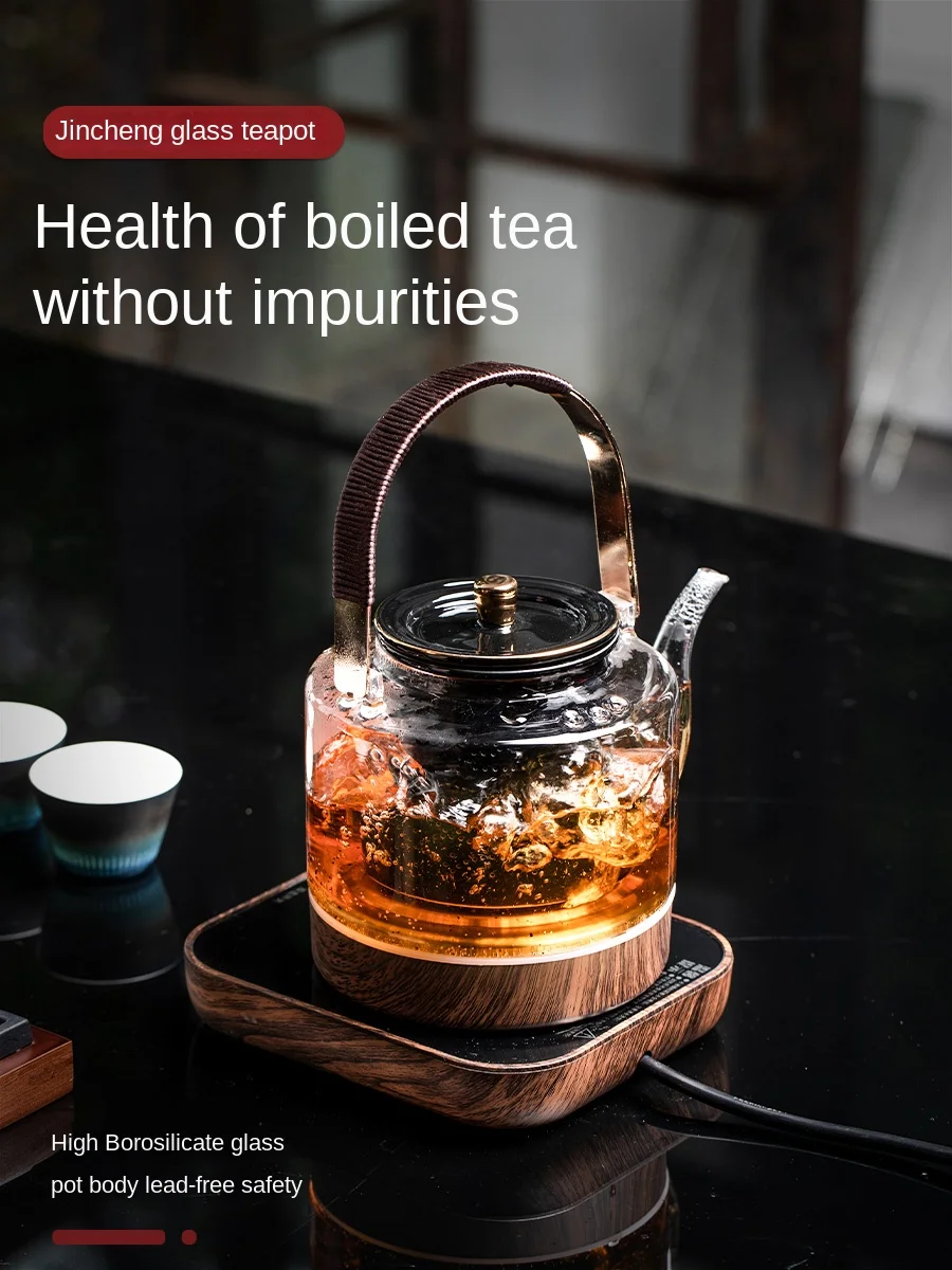 

Glass Teapot High Temperature Resistant Boiling Water Tea Cooker Household Induction Cooker Tea-Boiling Stove for Tea Making