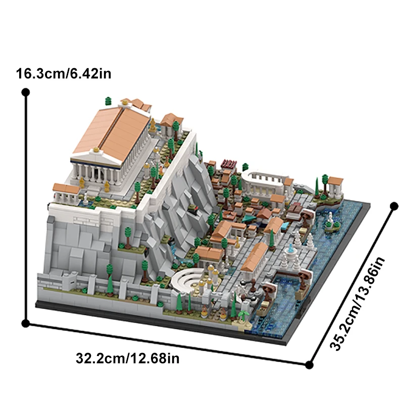 MOC Greece Temple Greece Acropolls of Athens Buildings Sets Parthenon Amphitheatre Building Blocks Model Gift for Adults Kids