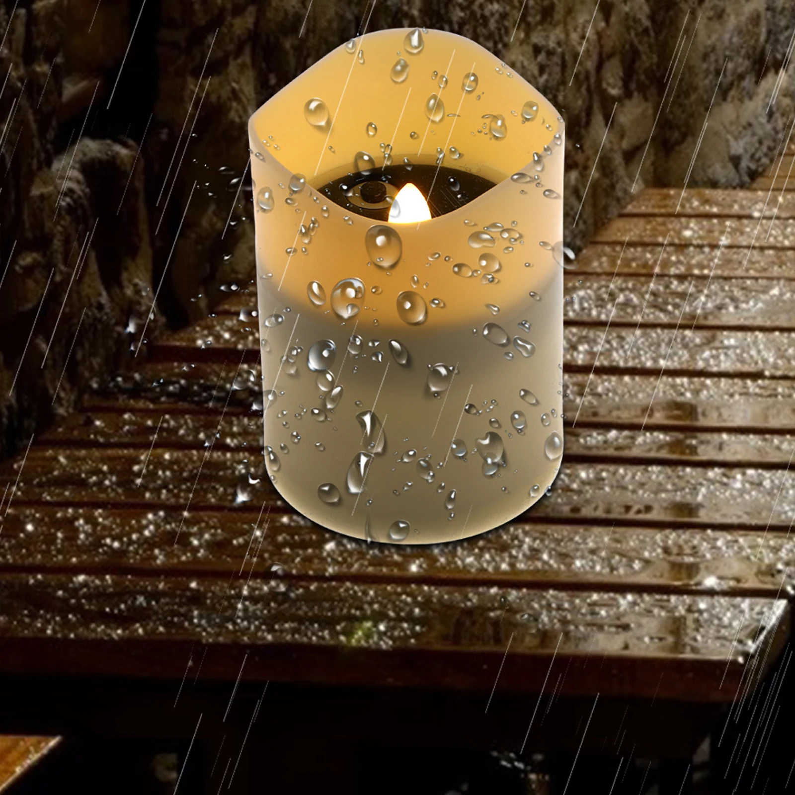 

4Pcs LED Decorative Lamps Flameless Solar Night Light Realistic Bright Electric Light Romantic Wedding Party