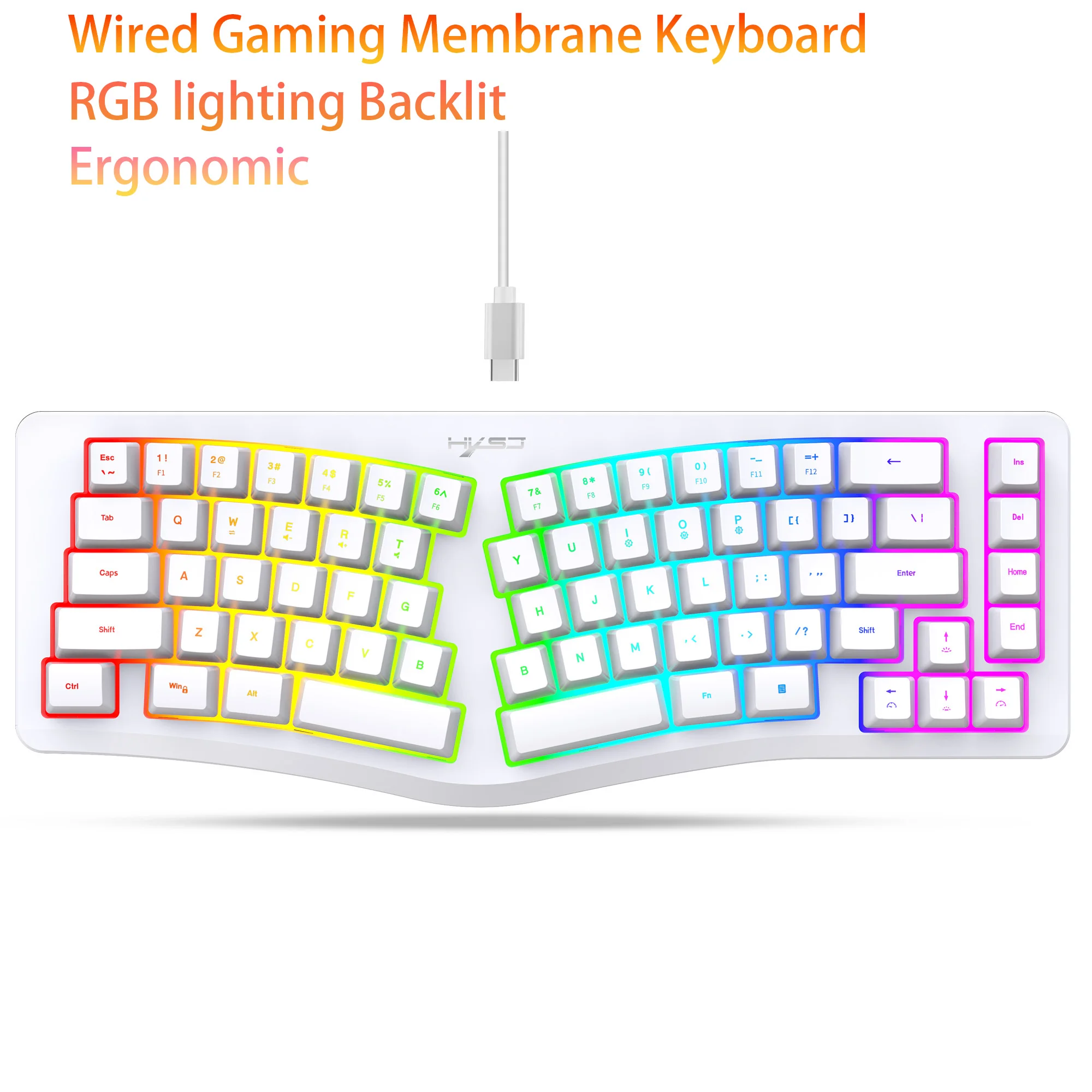 

Best sale HXSJ J70 69-key Gaming Keyboard RGB Backlit ergonomic plug and play compact Wired Office Keyboard for Mac laptop pc