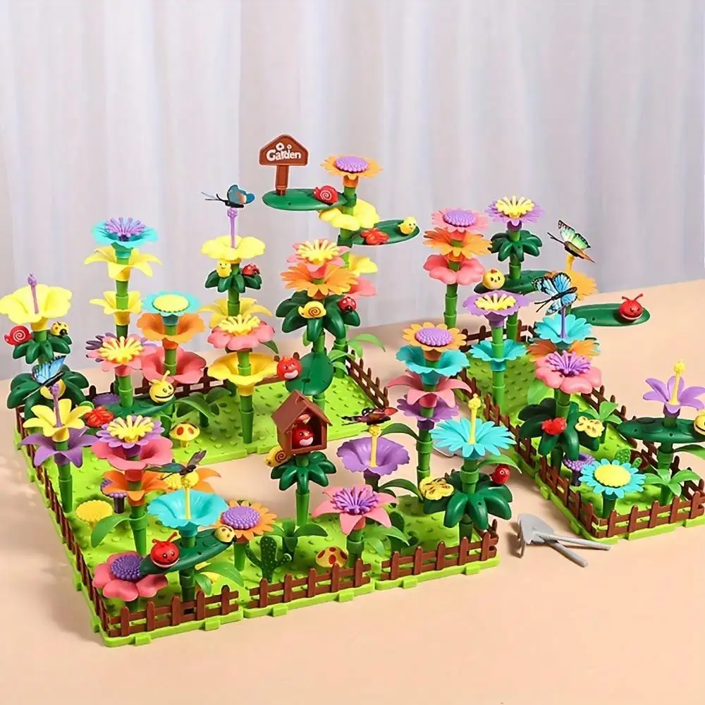 Flower Garden Building Toys, Educational STEM Toy And Garden Play Set, Flower Stacking Toys