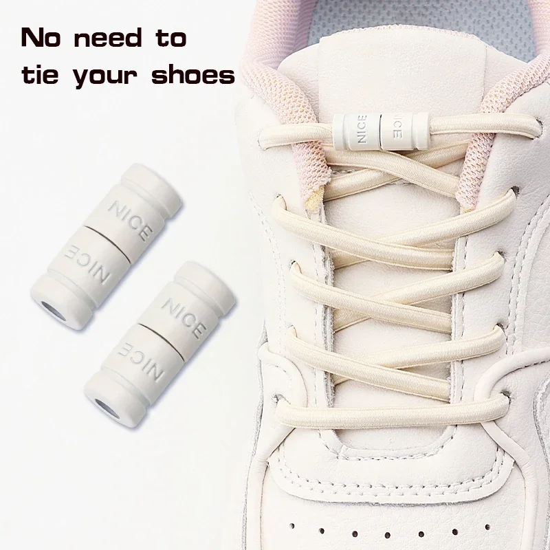 1 Pair Capsule Lock Shoelaces Elastic Laces Sneakers No Tie Shoe Laces Without Ties Kids Adult 0.6cm Flat Shoelace for Shoes