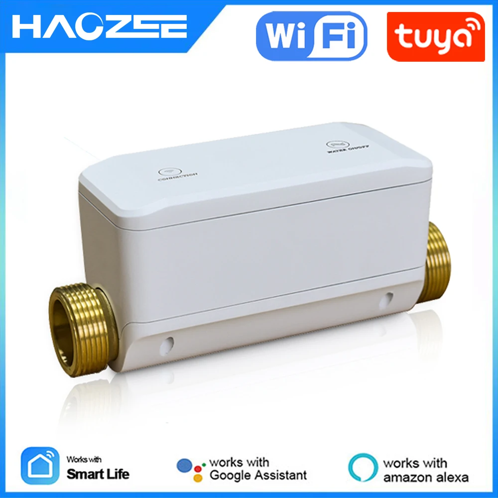 Tuya Smart WiFi Water Valve Automatic shutoff Water Meter Water Leak Detector Support Alexa