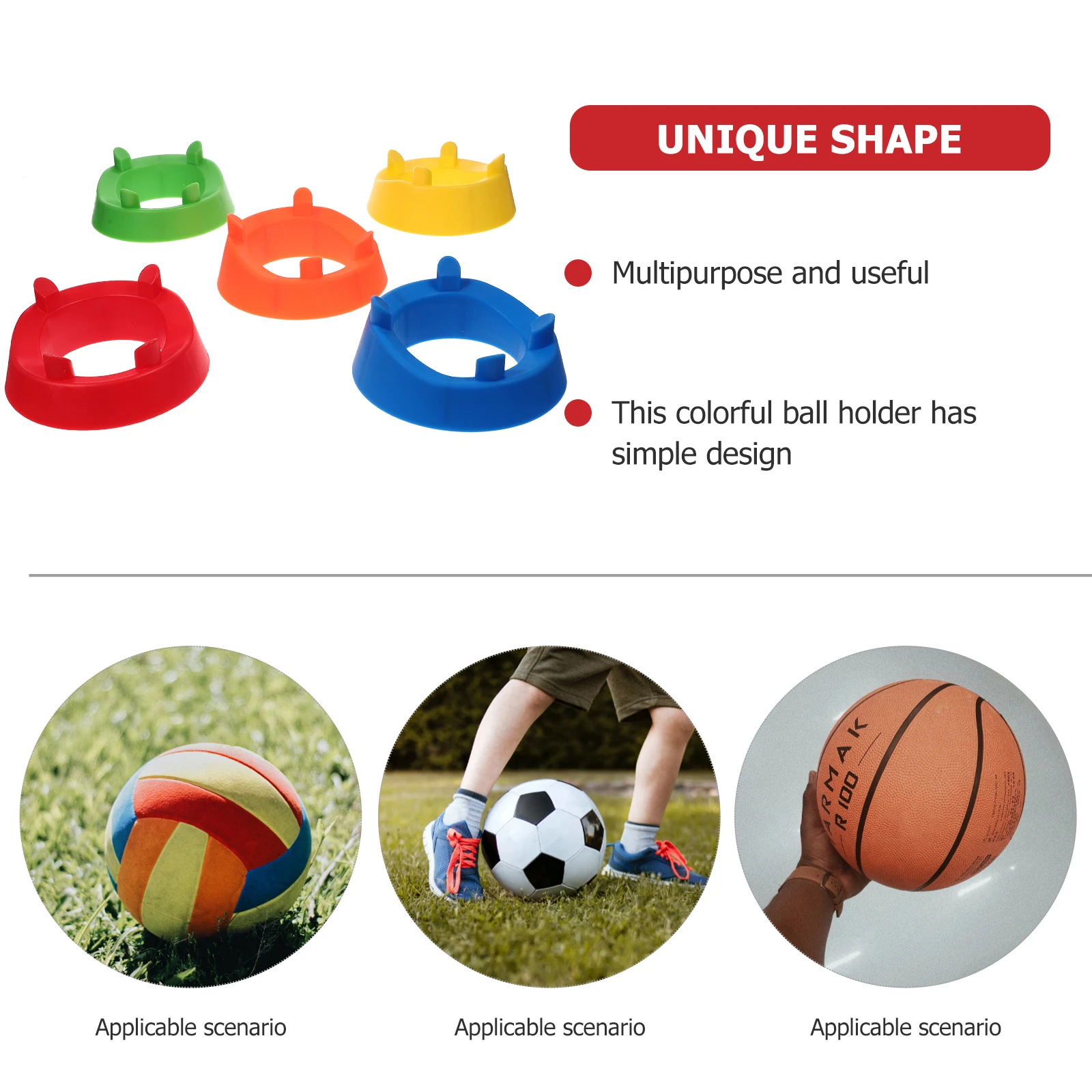 

5pcs Colorful Football Holder Basketball Base Stable Base Plastic Volleyball Holder Balls Stand For Soccer Rugby Volleyball