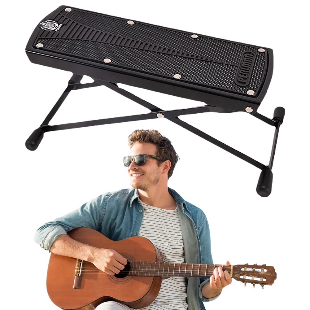 Guitar Footrest Pedal 6 Position Height Guitar Foot Stool Metal Guitar Rest Step Footstool Accessory for Classical Guitar Player