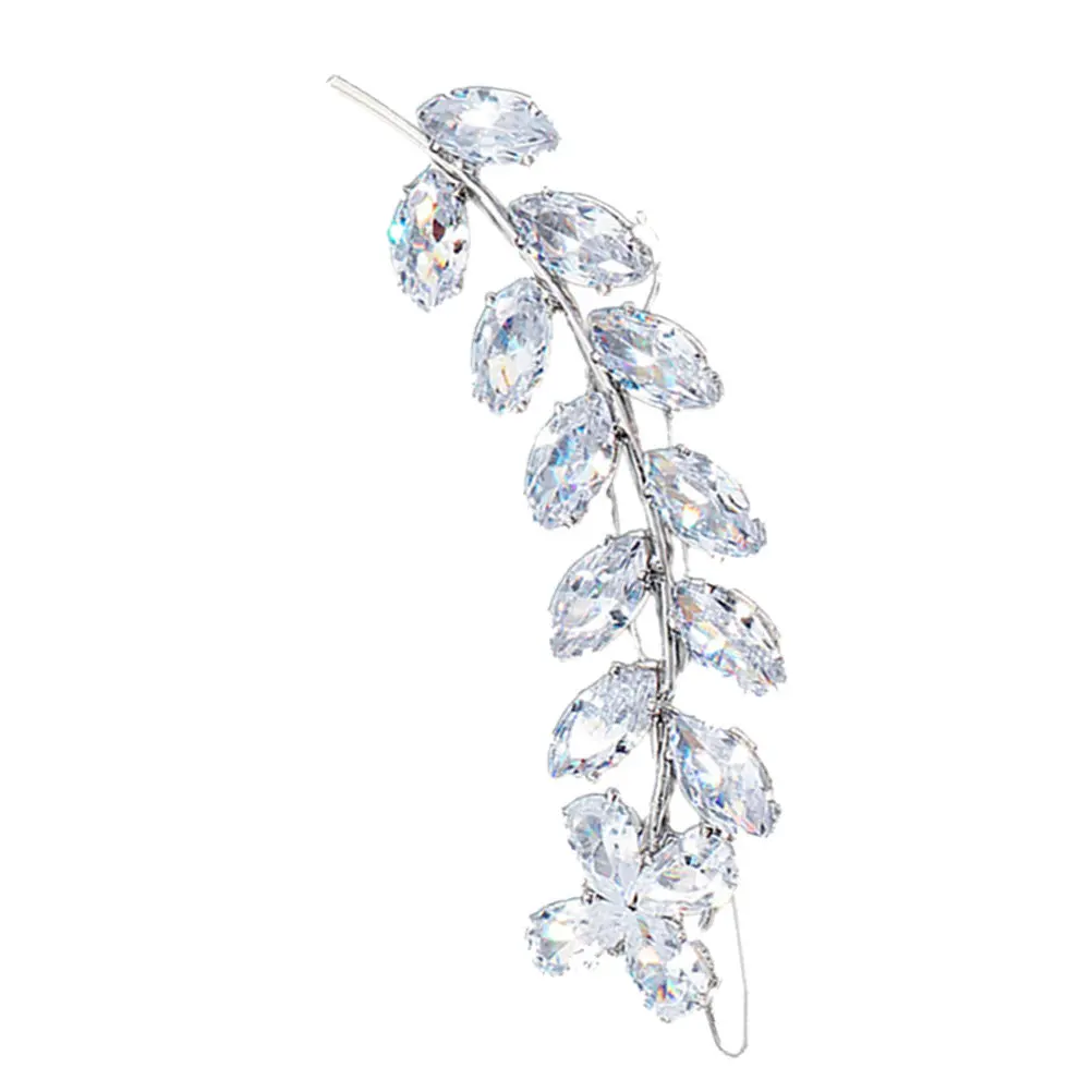 

1Pcs Hair Clip Creative Leaf Shape Bang Clip Secure Hold Party Women Headdress Versatile Hair Adornment Stylish Zircon Hairpin