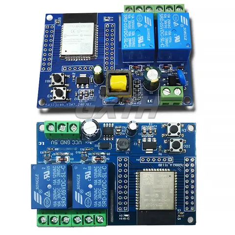 ESP32 Dual Channel Wifi Bluetooth Relay Module DC5-60V /AC220V ESP32-WROOM Development Board Arduino Power Supply