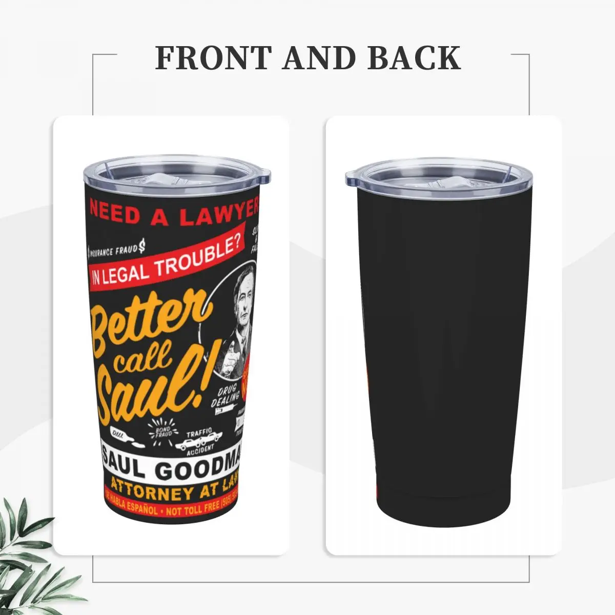 Stainless Steel Tumbler Need A Lawyer Then Call Saul Dks Thermal Mug TV Show Insulated Cold Drink Mugs Cup Printed Water Bottle