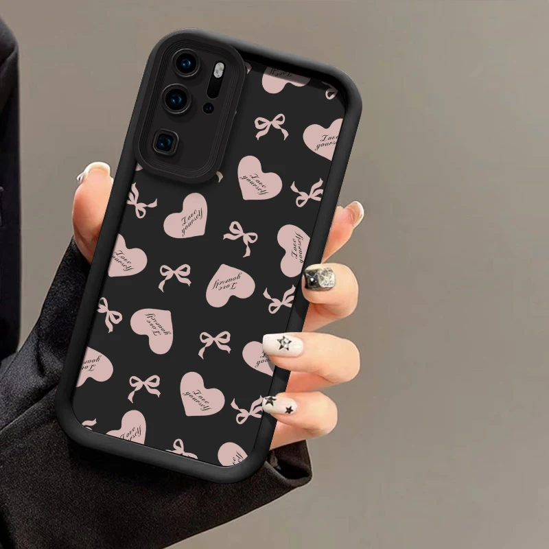 Lovely Bow Love Heart Case For Huawei Y9 2019 Y9S Y9 Prime Enjoy 50 Shockproof Camera Lens Protection Silicone Soft Phone Cover