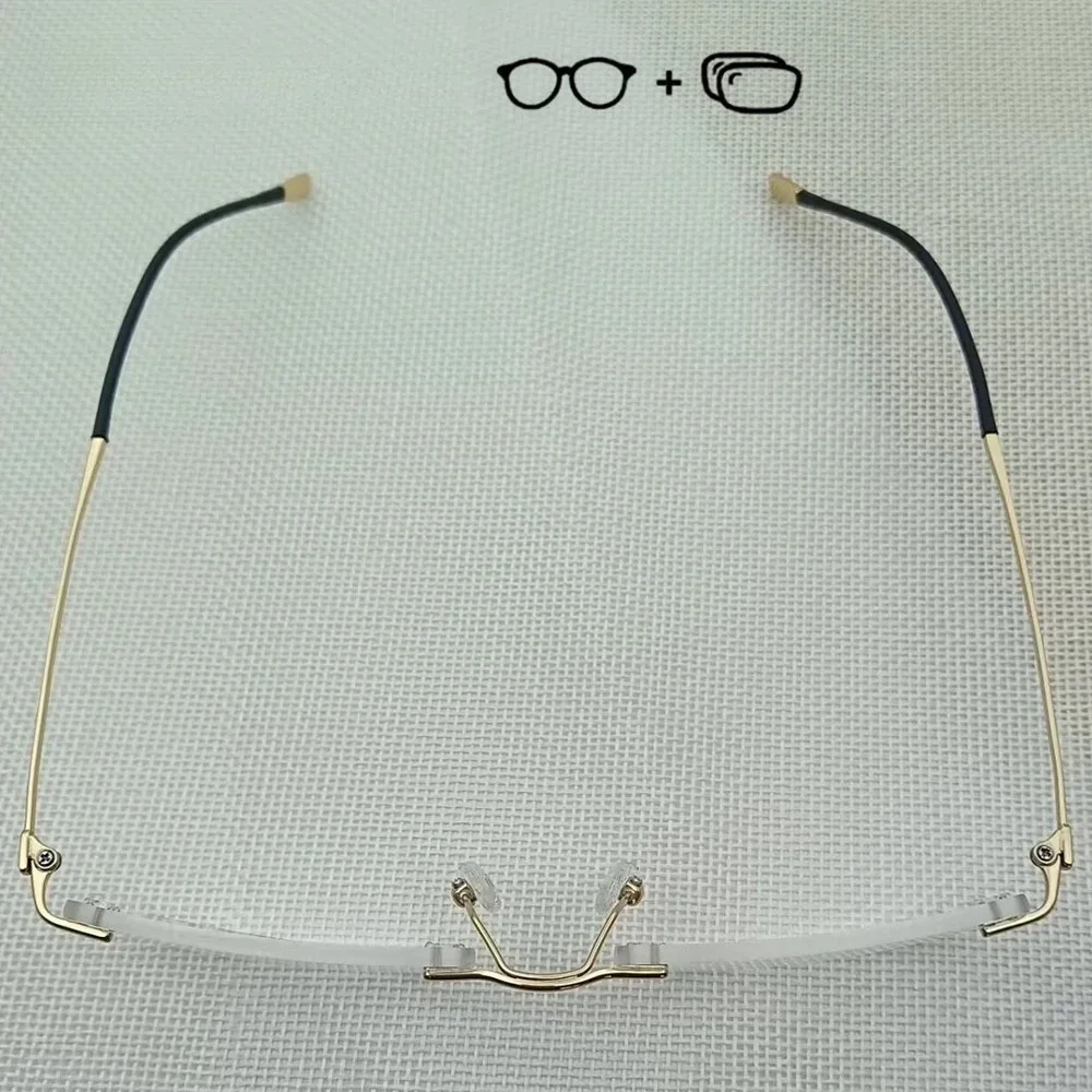 

Ollymurs Light Eyeglasses Pure Prescription Glasses Men Progressive Anti Blue Titanium Rimless Glassees With Optical Lenses