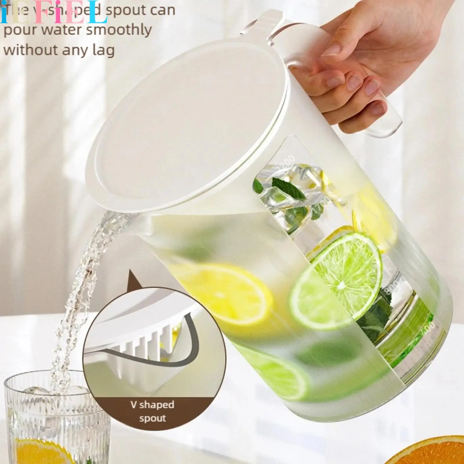 

Plastic Household Large-Capacity Heat-Resistant Cold Water Tea-Making Juice Beverage Jug with Scale for Living Room Use