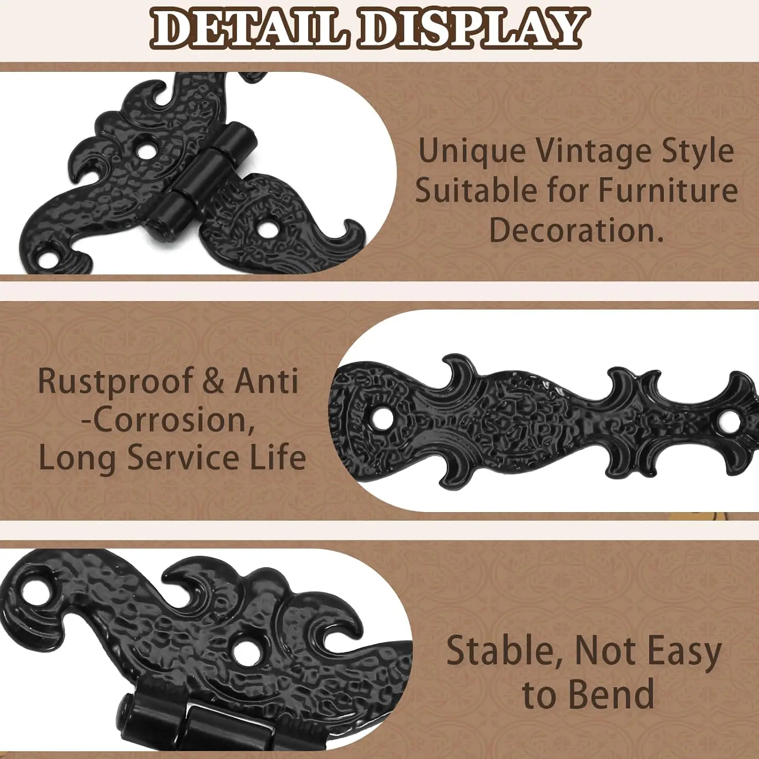 Picture 5: 10Pc Zinc Antique T-Strap Hinge With Screws For Box Cabinet Window