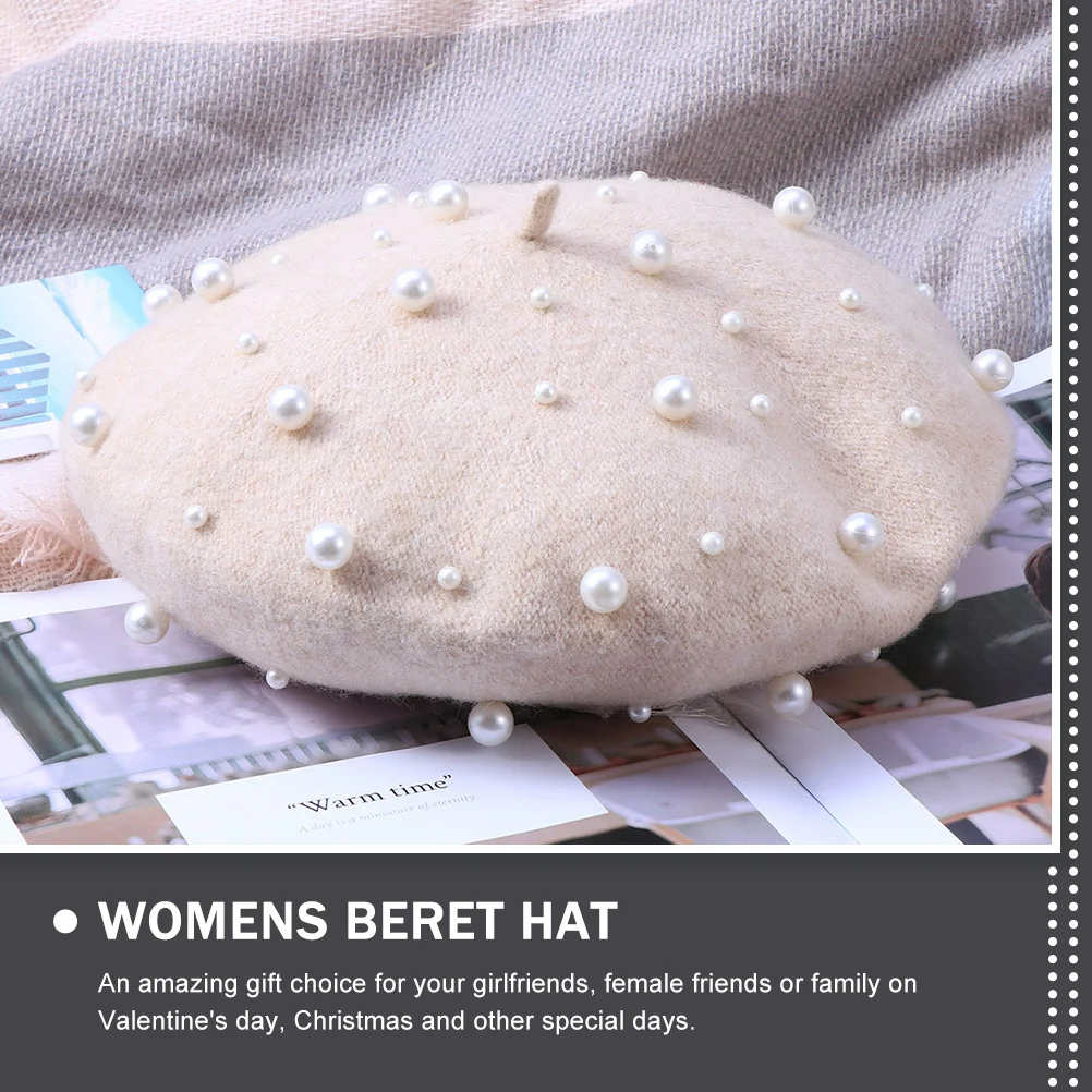 

2Pcs Simulated Pearl Berets French Winter Imitation Wool Hats Women Beret Caps Elegant Gift Women Beret,decorative Beret Caps