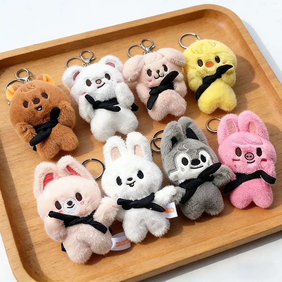 Stray Kids Plüsch-Schlüsselanhänger, magnetische Puppe, SKZ Bean Eye, Schlüssel mit Schal, Schal, Gesicht, hält Magnet, Puppe, SKZOO, Kinderspielzeug