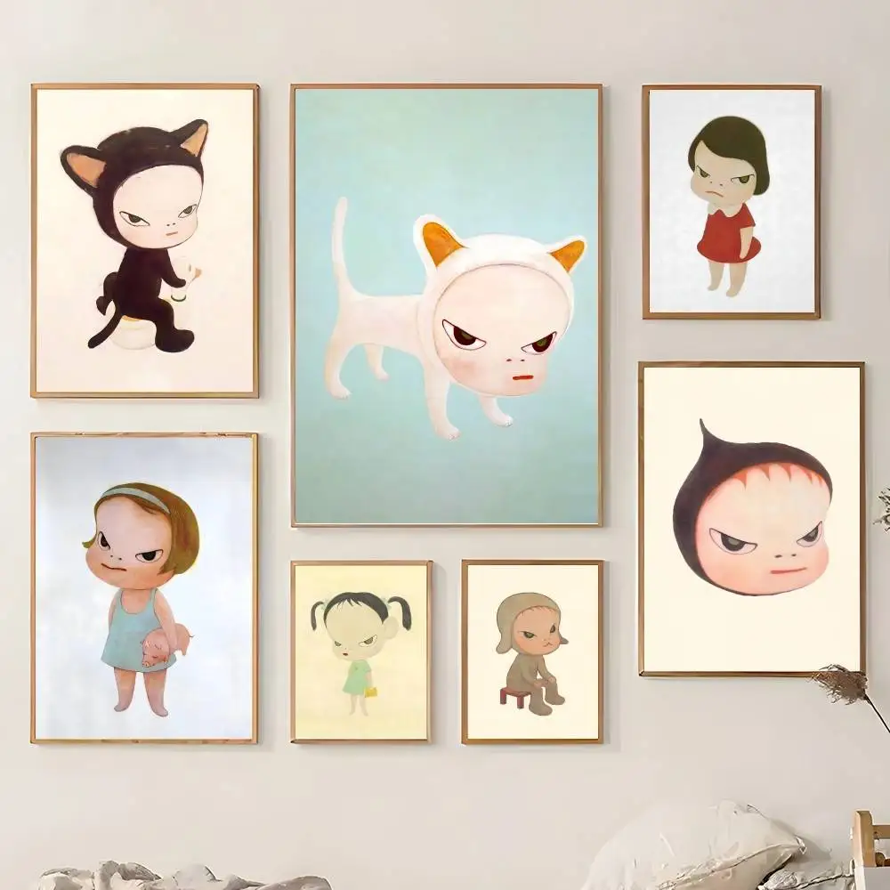 Y-Yoshitomo Nara D-Doll Poster Sticky Wall Art Printing Waterproof Home Living Bed Room Bar Aesthetic Decor