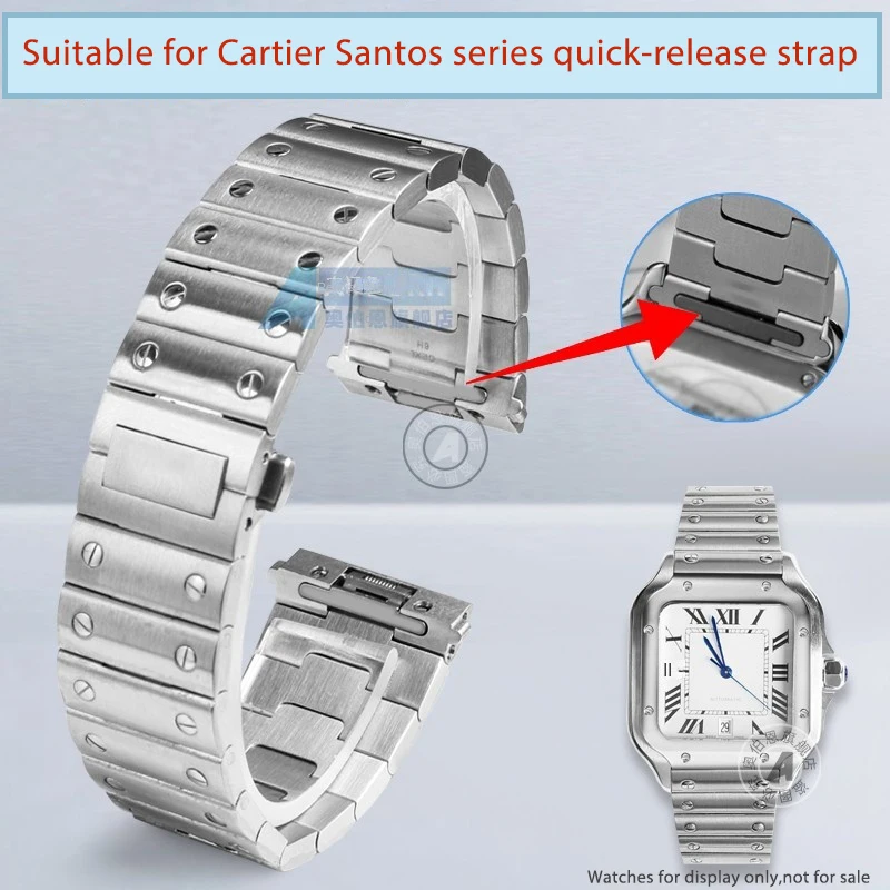 

For Cartier New Santos Steel Belt WHSA0007 WSSA0009 Metal Strap High Quality Quick Release Watch with Stainless Steel Chain 21mm