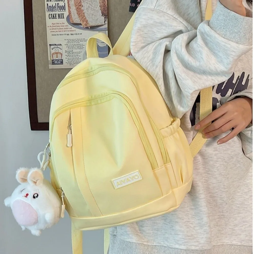 

Nylon Girls Backpacks Multi Pockets Solid Color Students School Bags Japanese style Large Capacity Teenage Shoulder Bags Girl