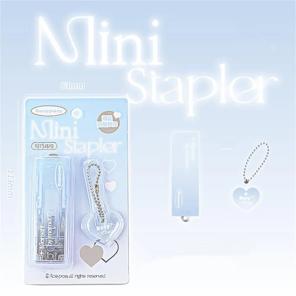 

Mini Cute Stapler Fashion Transparent Gradient Color Stationery Stapler With Pendant Portable Bookbinding Tool Student Suppliesh