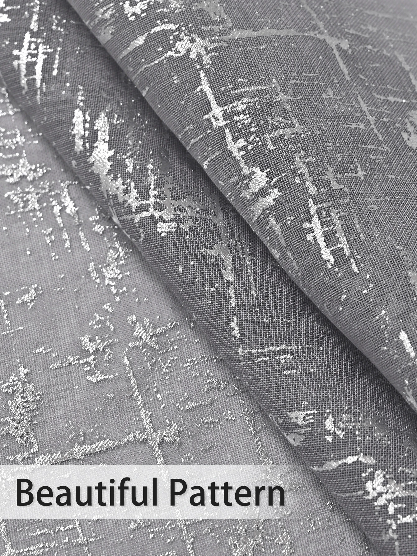 1pc Unique Silver Cross Patterned Semi Sheer Curtain, Curtains for Bedroom and Living Room