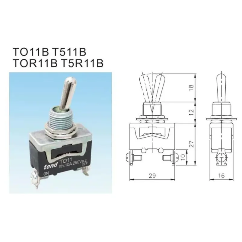 T011B 2 Position Self Locking Toggle Switch Finger Operated Rocker Button for Industrial Control Panel Equipment